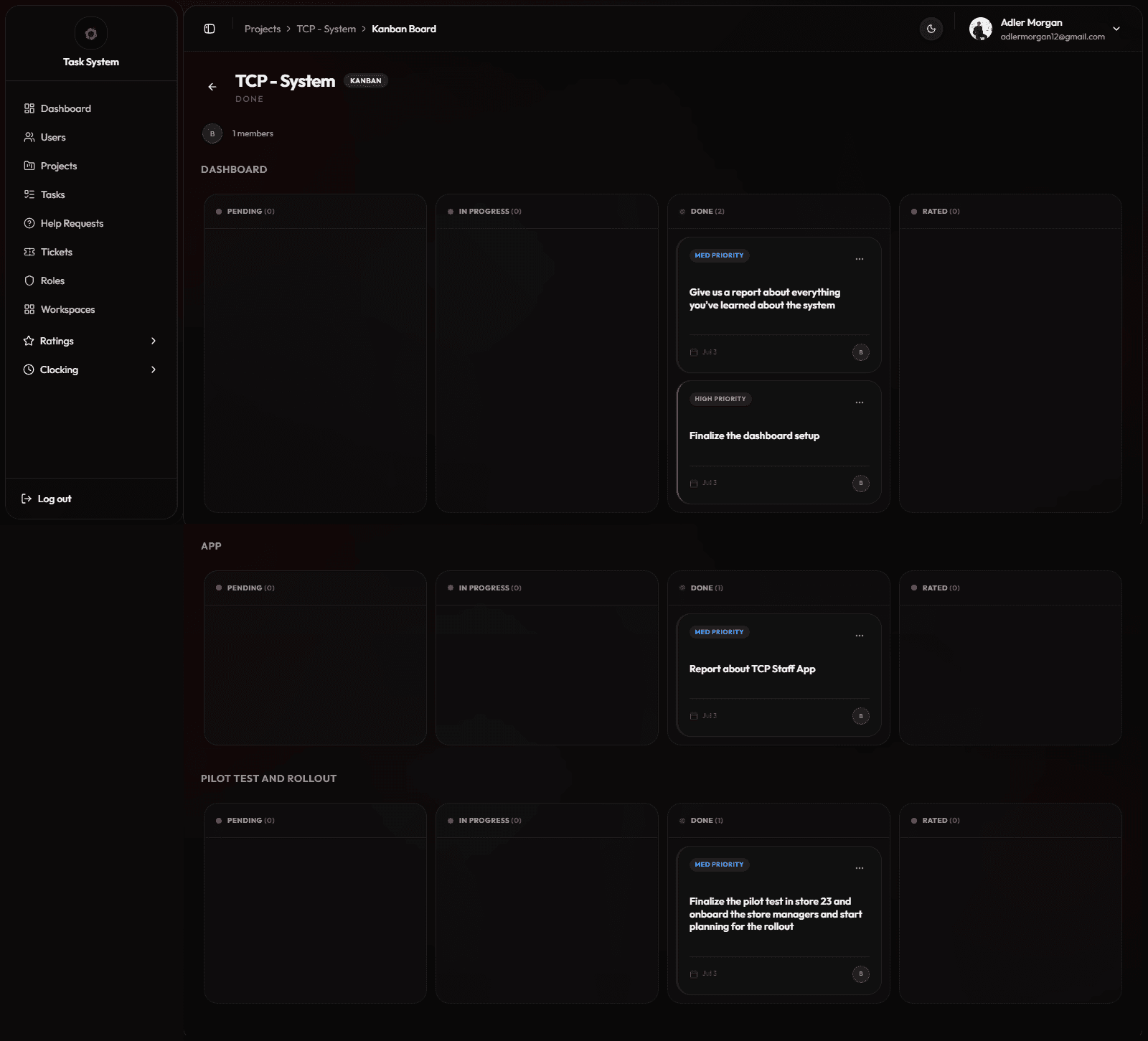 Task System interface